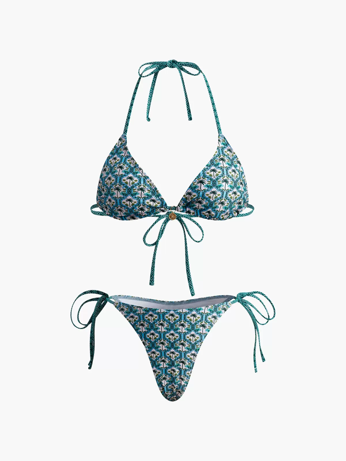 COMMENSE Print Lace Up Bikini Set Green Shop