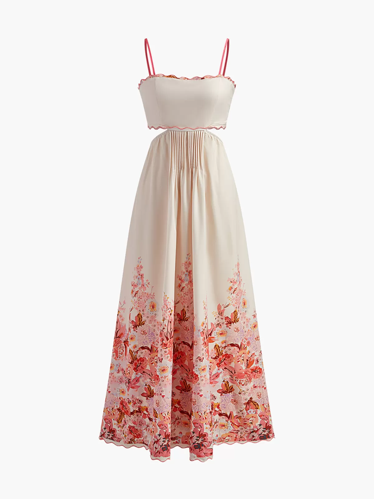 COMMENSE Printed Backless Spaghetti Strap Dress Red Sale