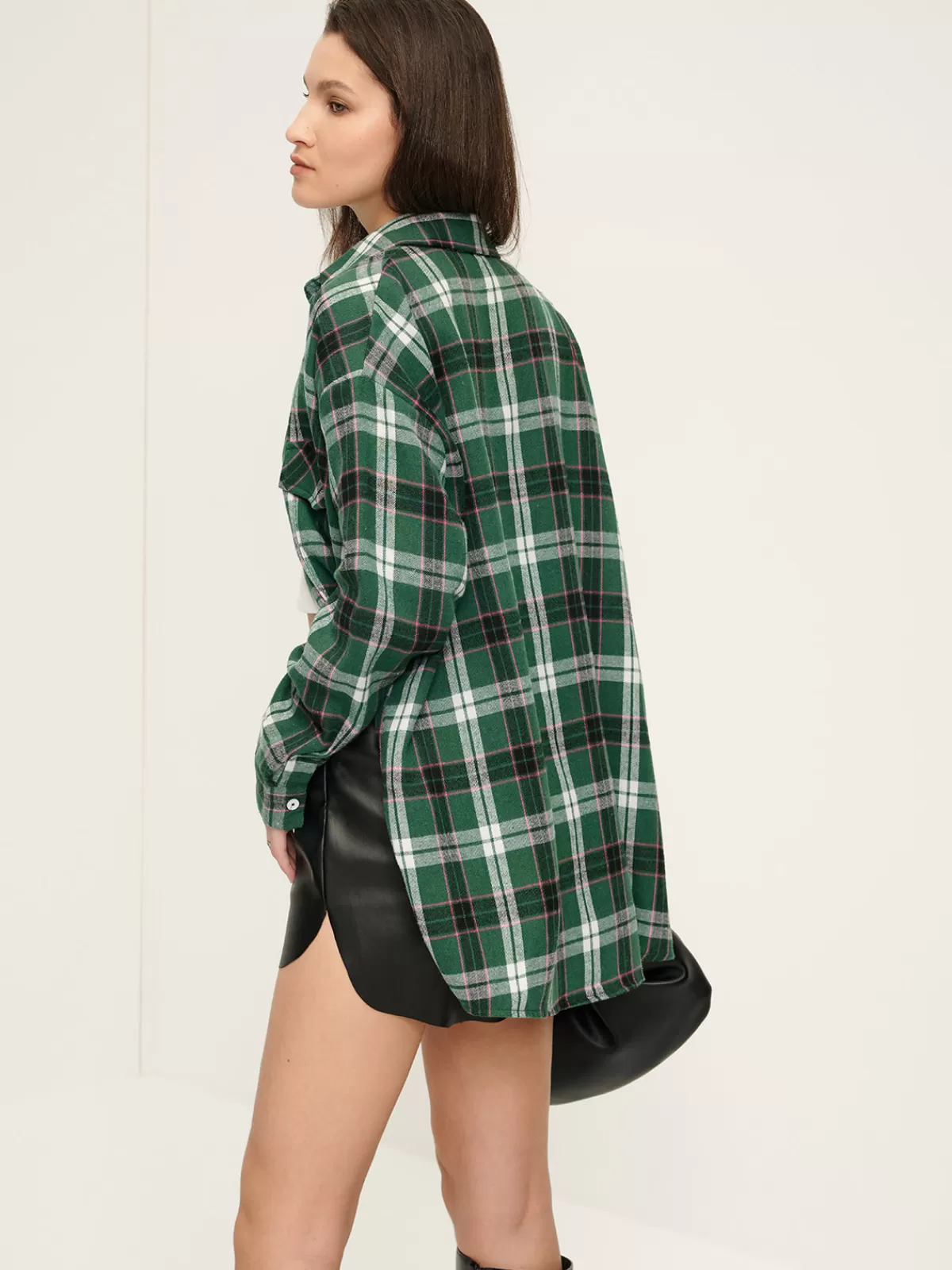 COMMENSE Retro Plaid Lapel Pockets Shirt Green Online