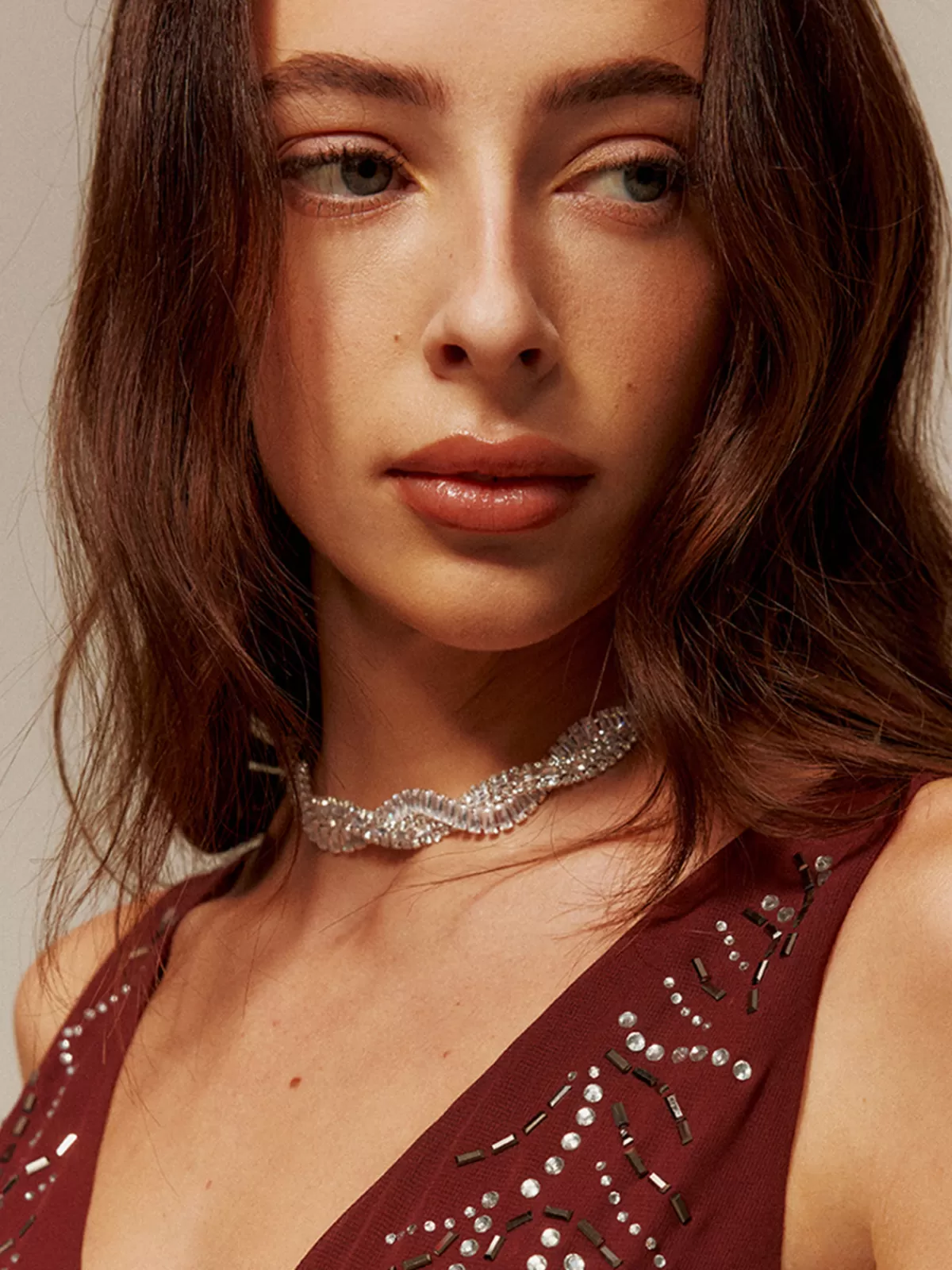 COMMENSE Rhinestone Twist Choker Necklace Silver Cheap