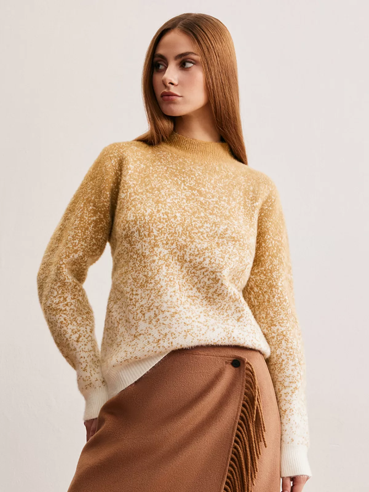 COMMENSE Romance Cashmere Gradient Sweater Yellow Cheap