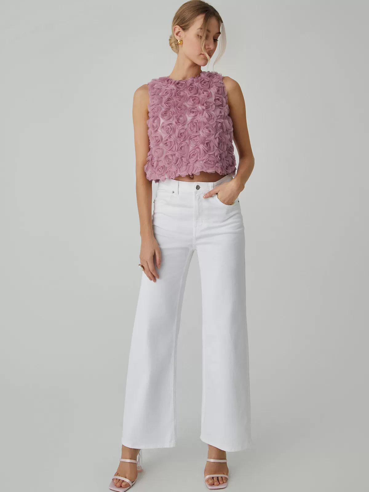 COMMENSE Romantic Multi Floral Blouse Purple Clearance