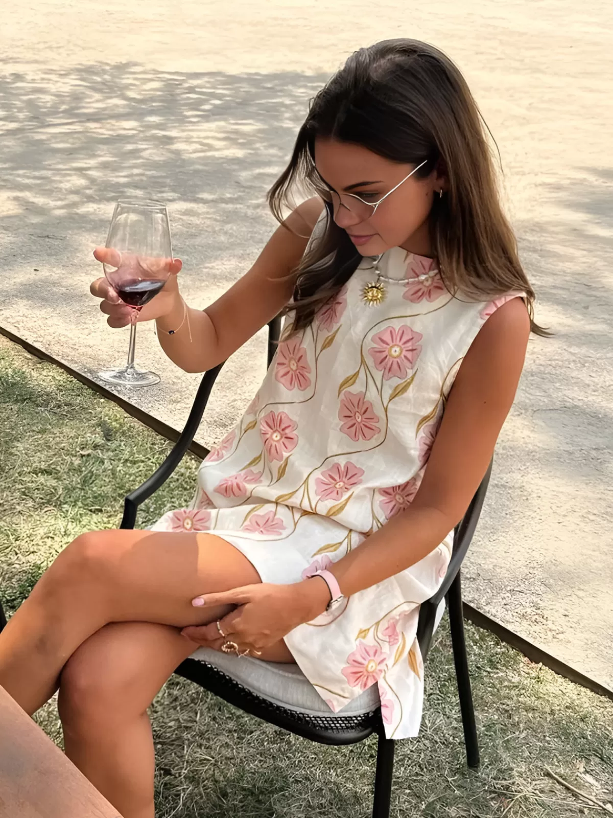 COMMENSE Romantic Print Sleeveless Short Dress White Clearance