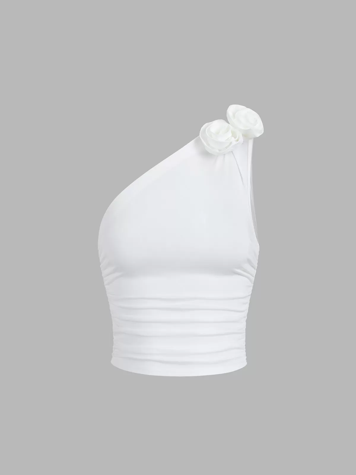 COMMENSE Rosette One Strap Crop Top White Best Sale