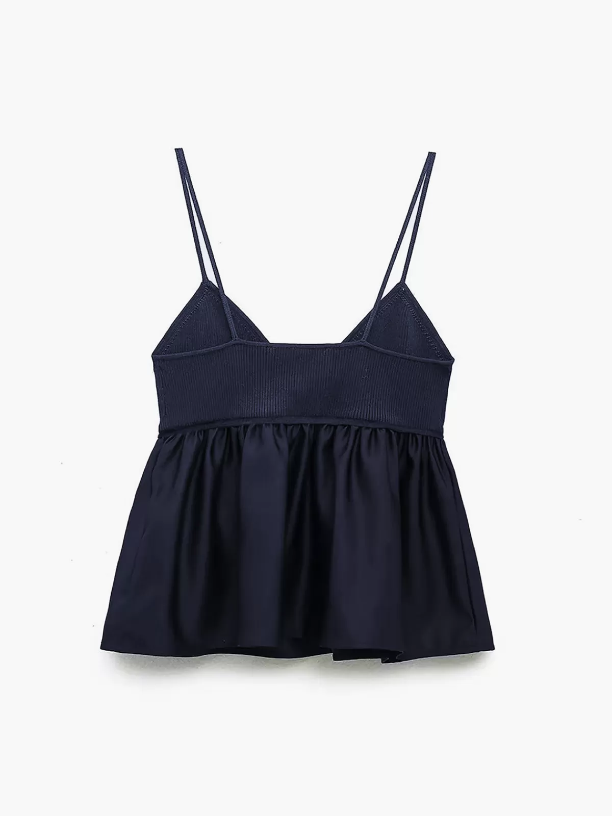 COMMENSE Ruffle Crop Cami Top Navy Best Sale