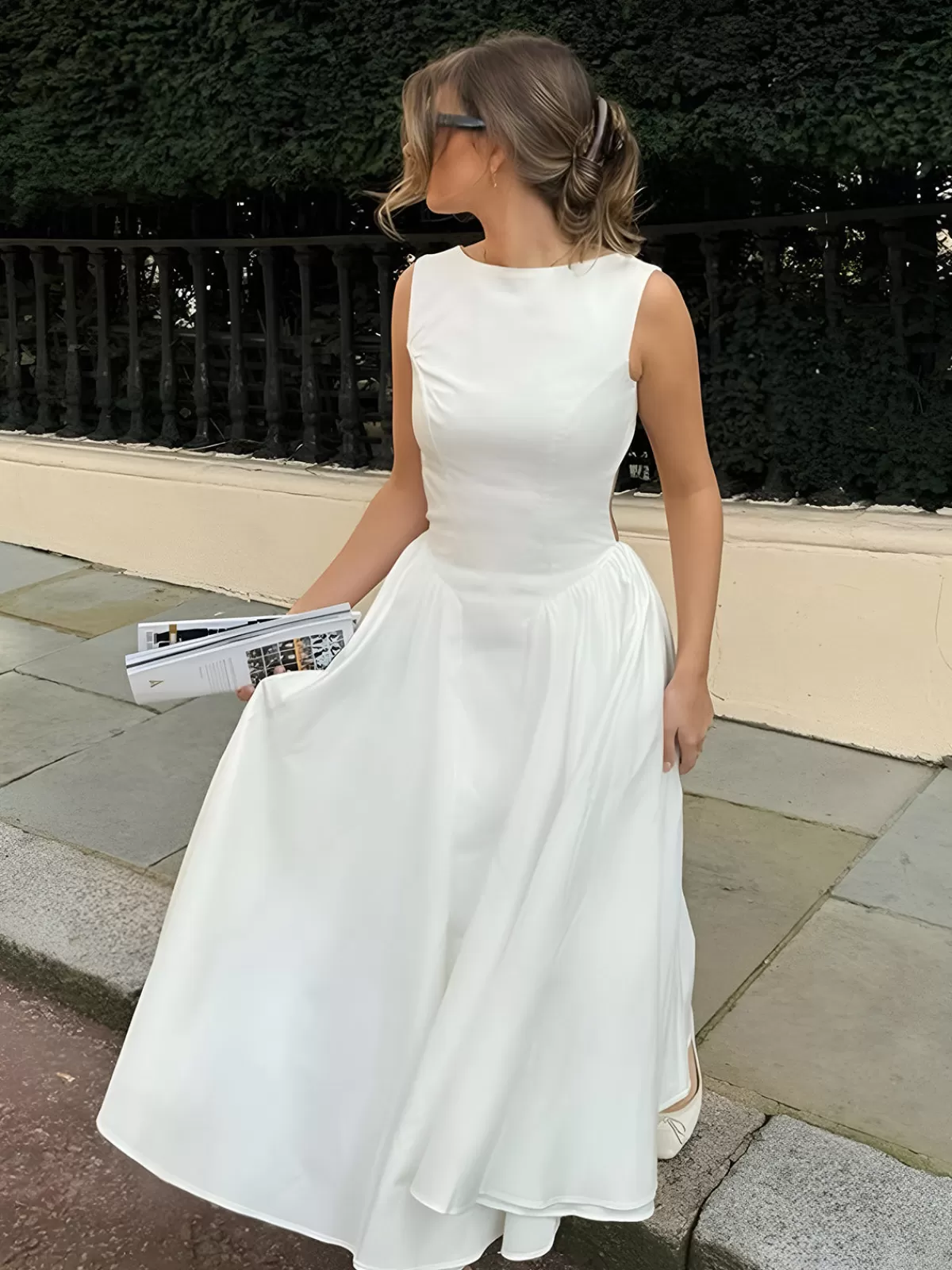 COMMENSE Serendipity Cutout Backless Midi Dress White Best Sale