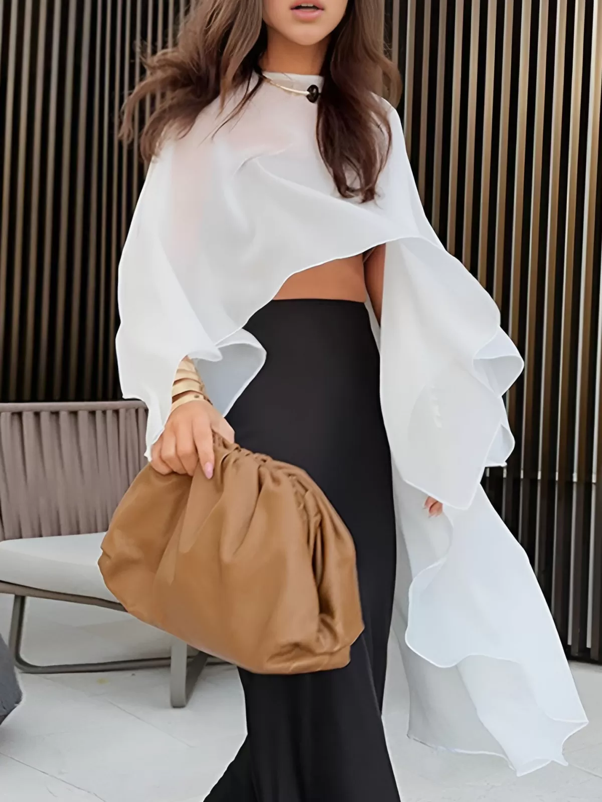 COMMENSE Shift Chiffon Asymmetrical Cover Up White Online