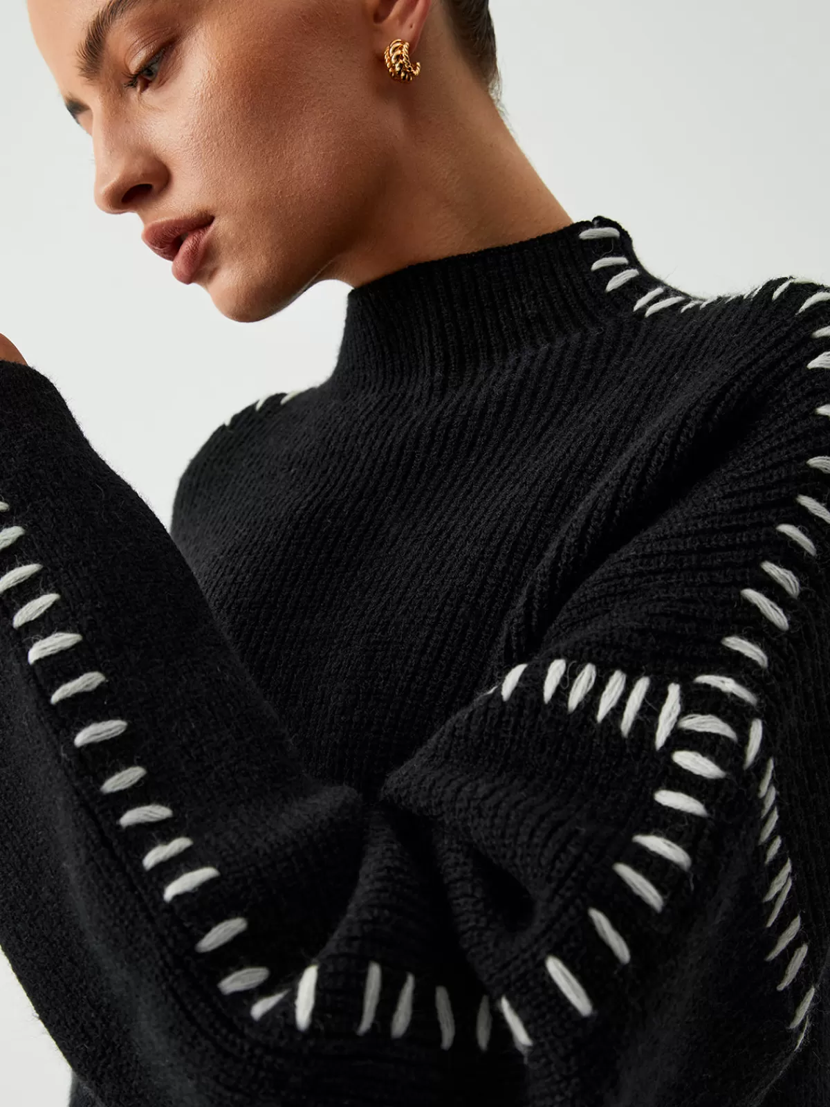 COMMENSE Shift The Focus Oversized Mock Neck Sweater Black Shop
