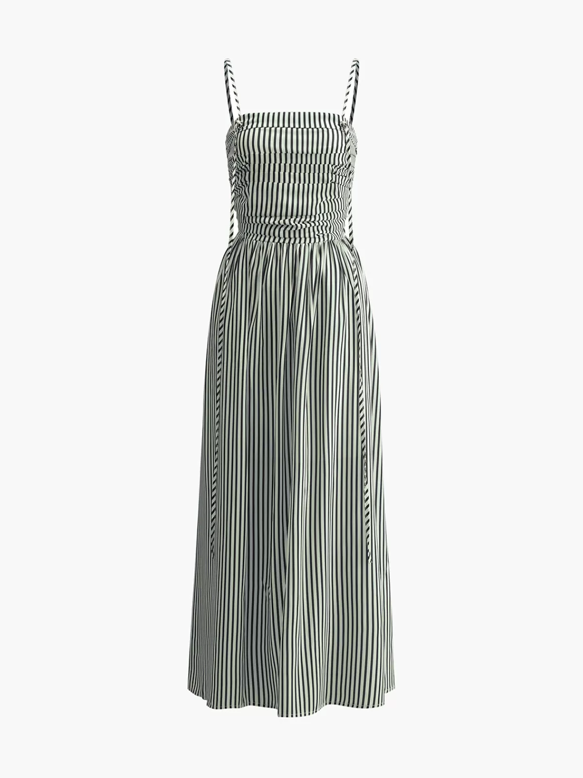 COMMENSE Sleeveless Pinstripe Long Dress BlackandWhite Discount