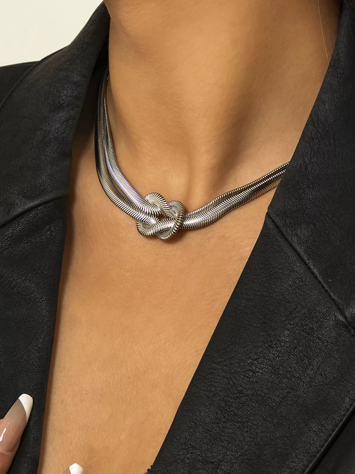 COMMENSE Snake Shape Knotted Necklace Silver Online