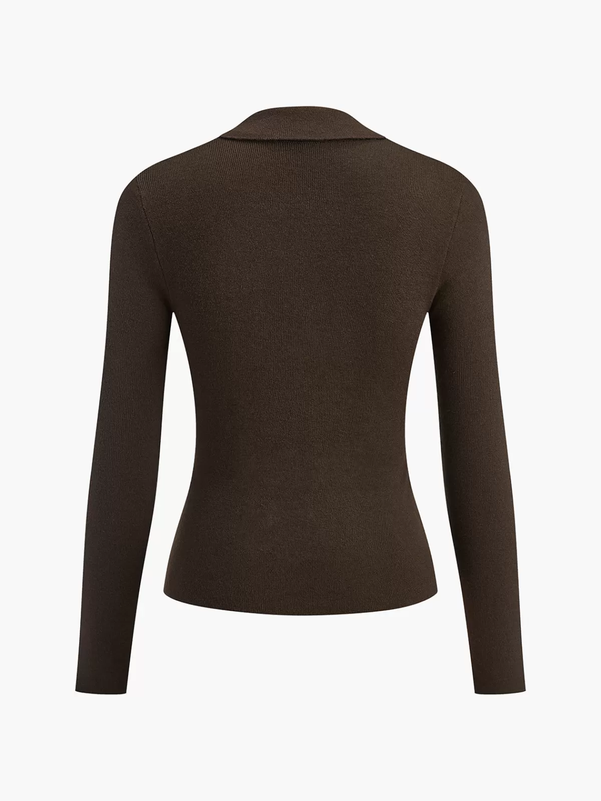 COMMENSE Split Piping Slim Knit Top DarkBrown Cheap