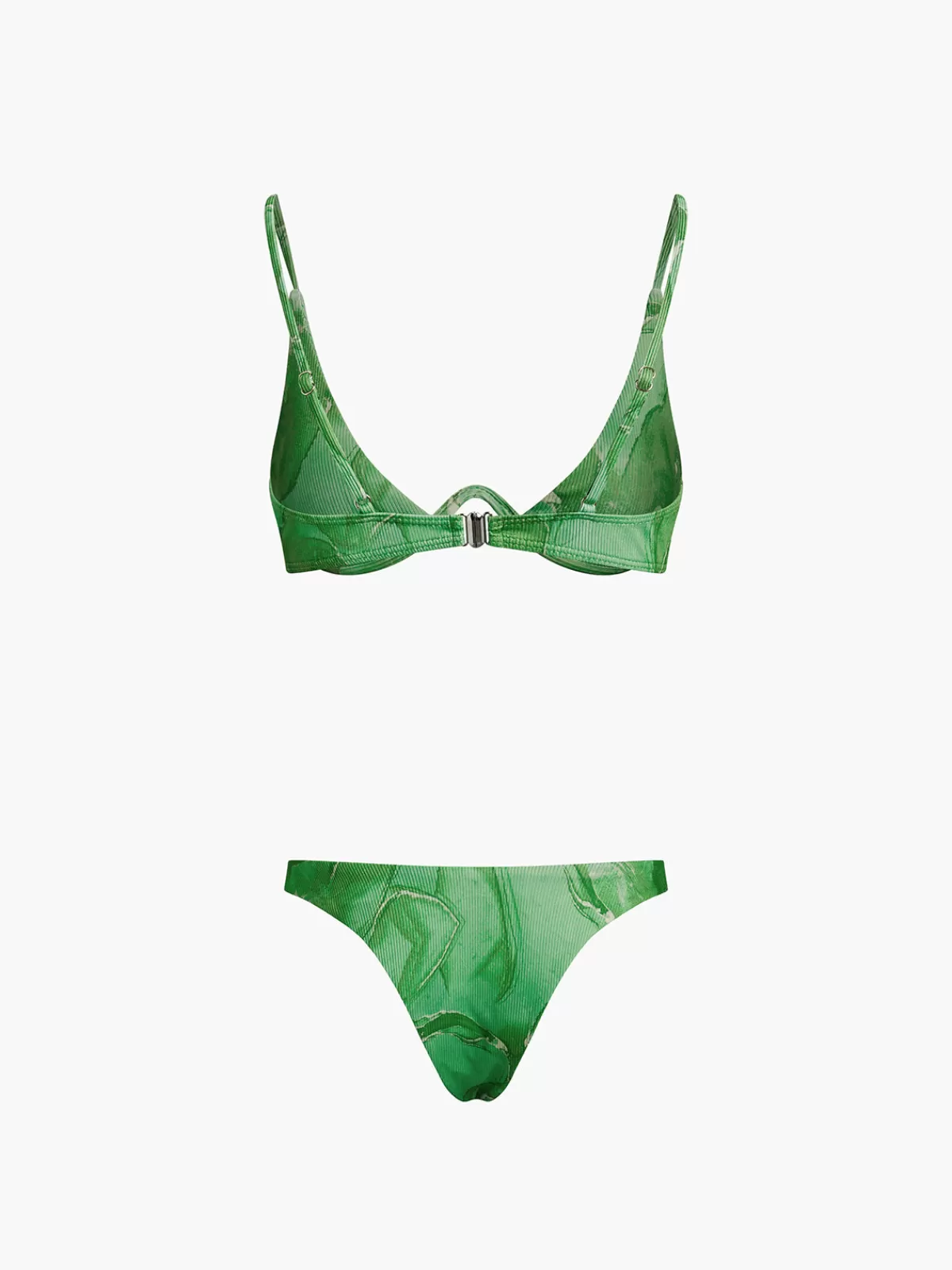 COMMENSE Spring Flames Mesh Three Piece Bikini Bathing Suit Green Best Sale