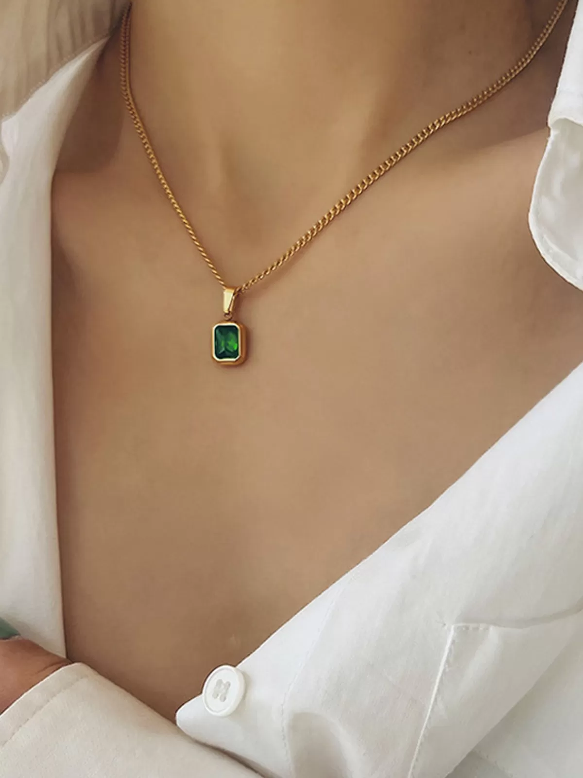 COMMENSE Spring Pendant Necklace Green Outlet