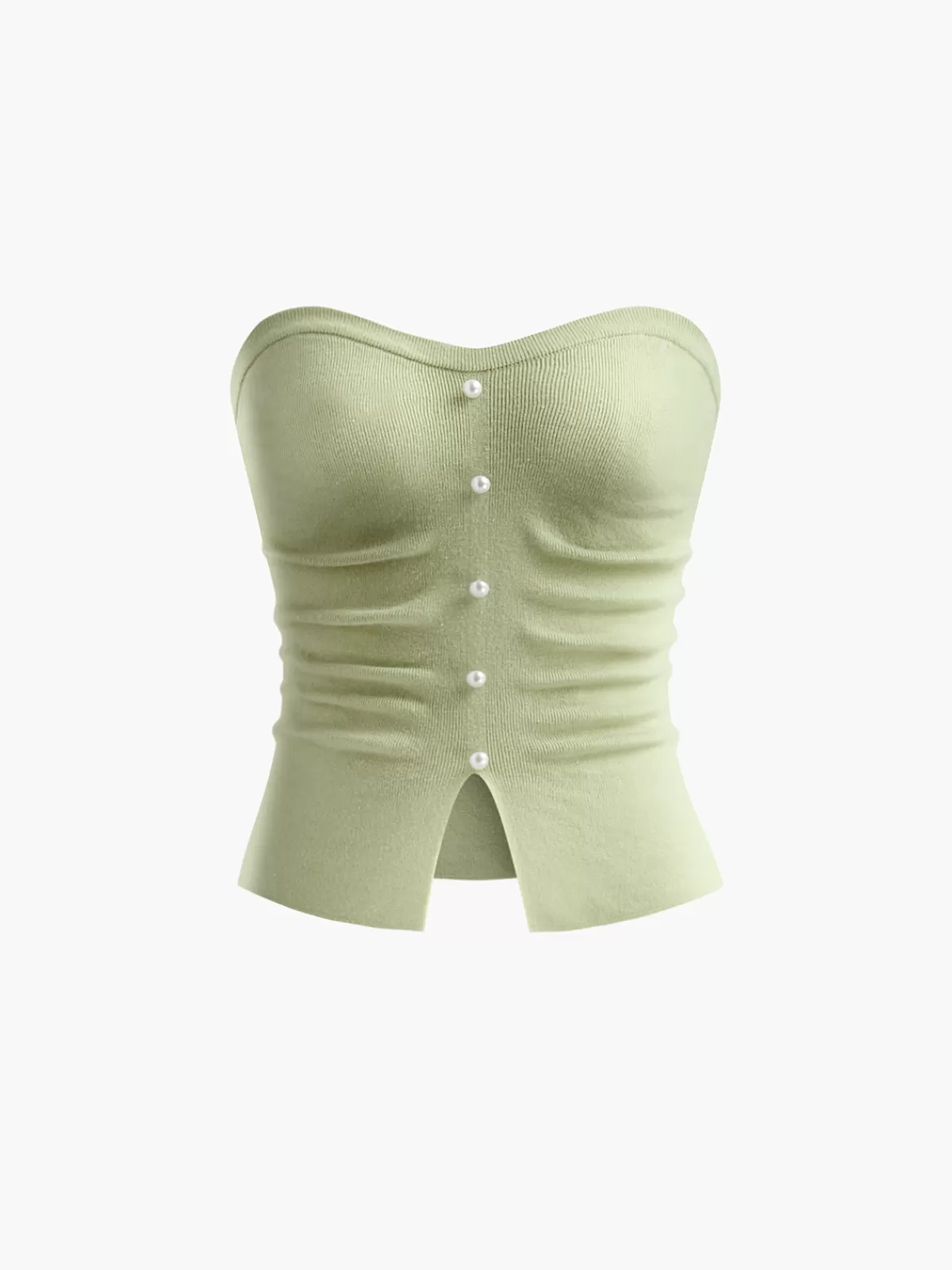 COMMENSE Strapless Split Pearl Sweater Vest Green Sale