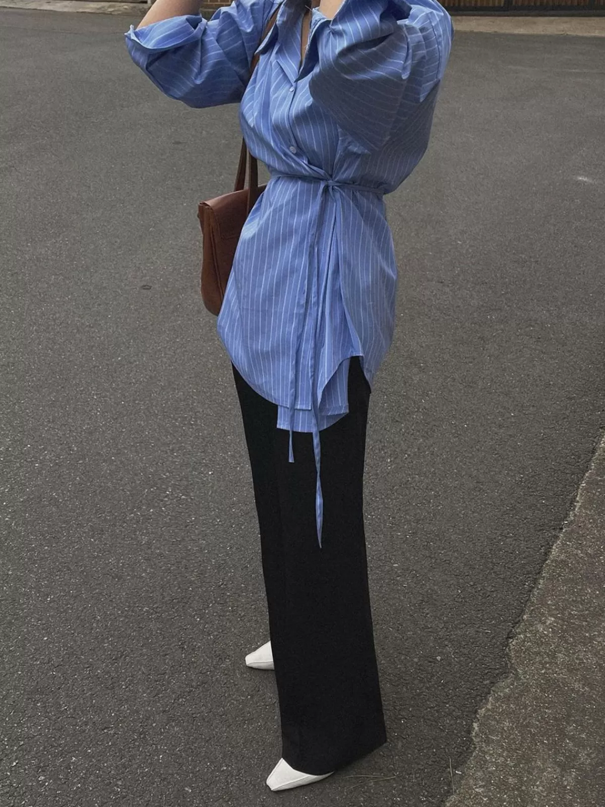 COMMENSE Striped Print Button Front Shirt Blue Hot