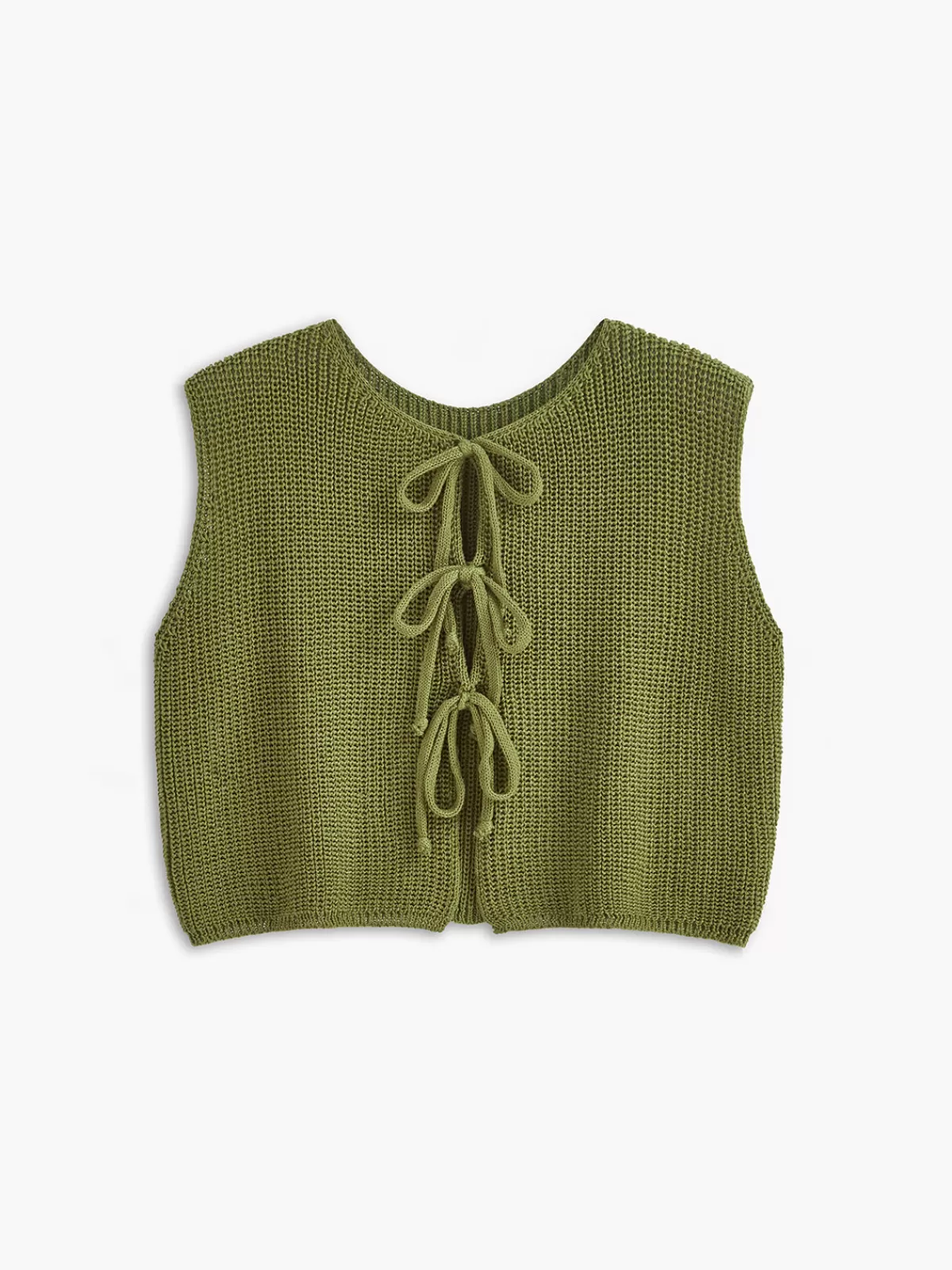 COMMENSE Tie Front Solid Sweater Vest Green Store