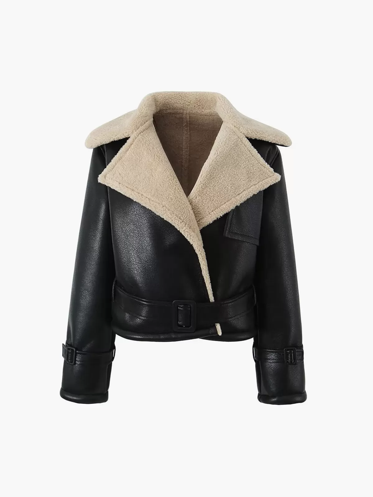 COMMENSE Too Blessed Sherpa Lined Shearling Leather Flight Jacket Black Shop