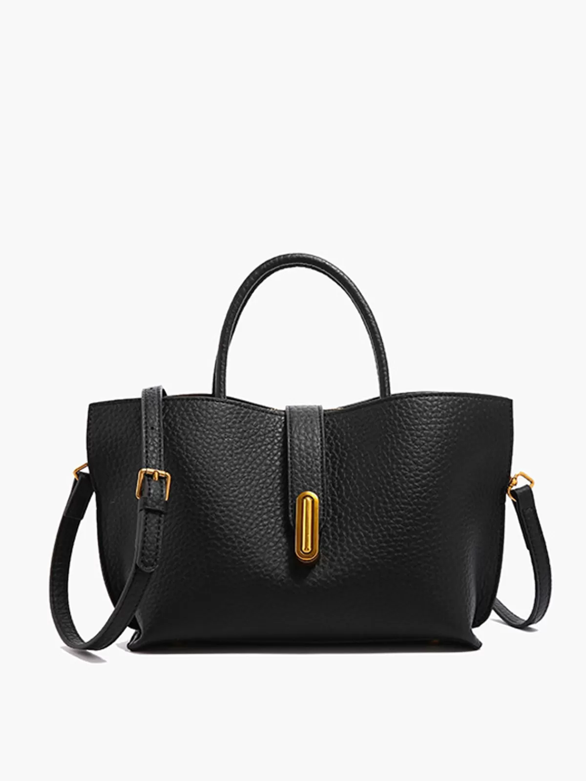 COMMENSE Top Handle Textured Shoulder Bag Black Sale