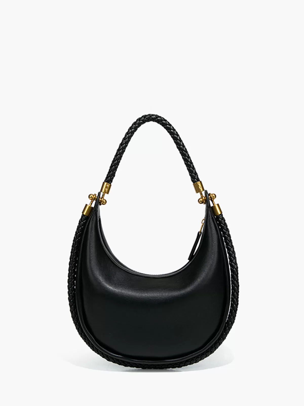 COMMENSE Top Woven-Handle Crescent Bag Black Outlet