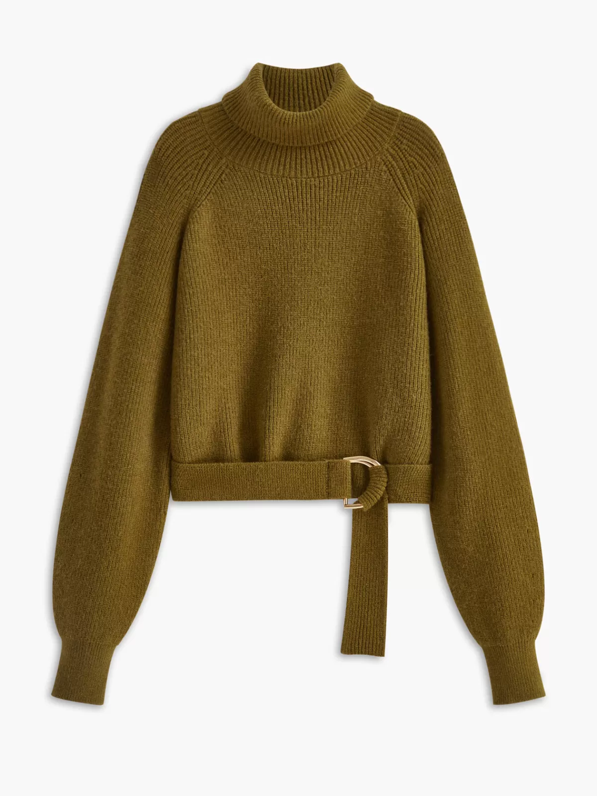 COMMENSE Turtleneck Belted Cozy Sweater ArmyGreen Cheap