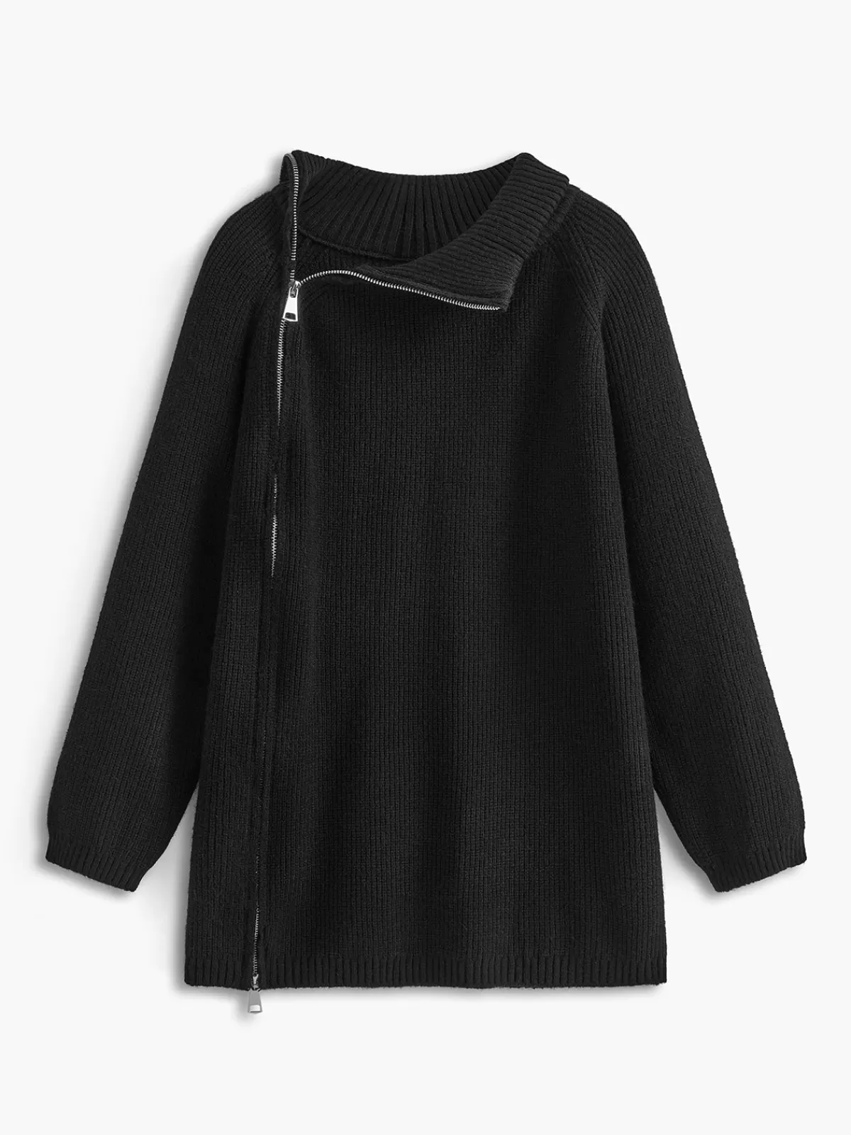 COMMENSE Turtleneck Side Zipper Knit Top Black Clearance