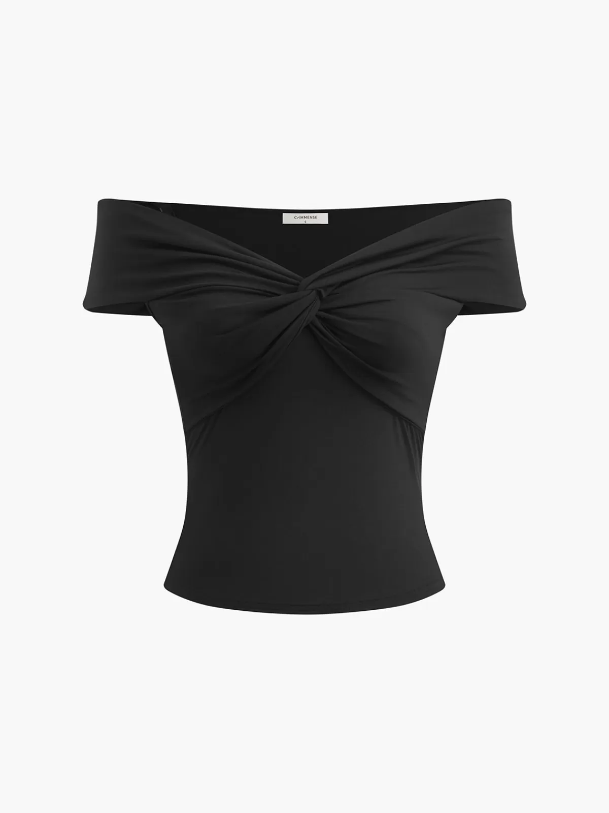 COMMENSE Twist Front Off Shoulder Top Black Best Sale