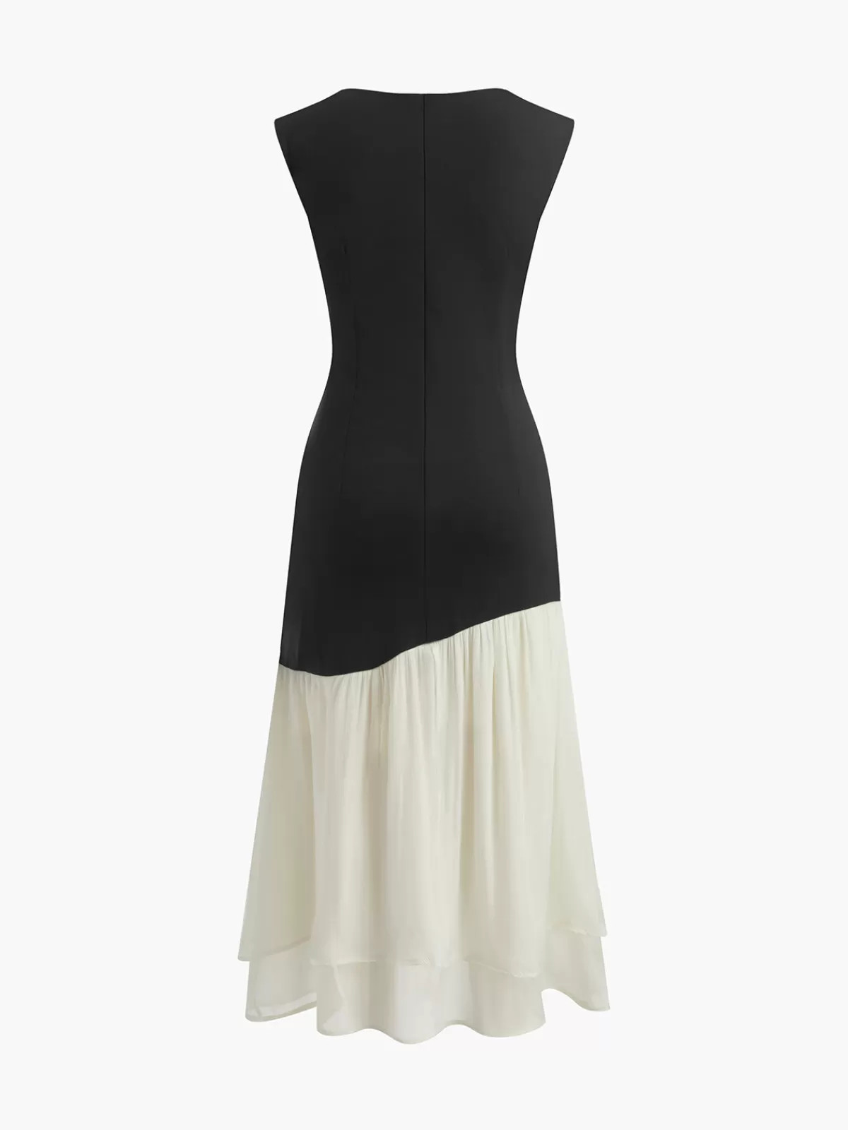 COMMENSE Two Tone Pleated Midi Dress BlackandWhite Shop