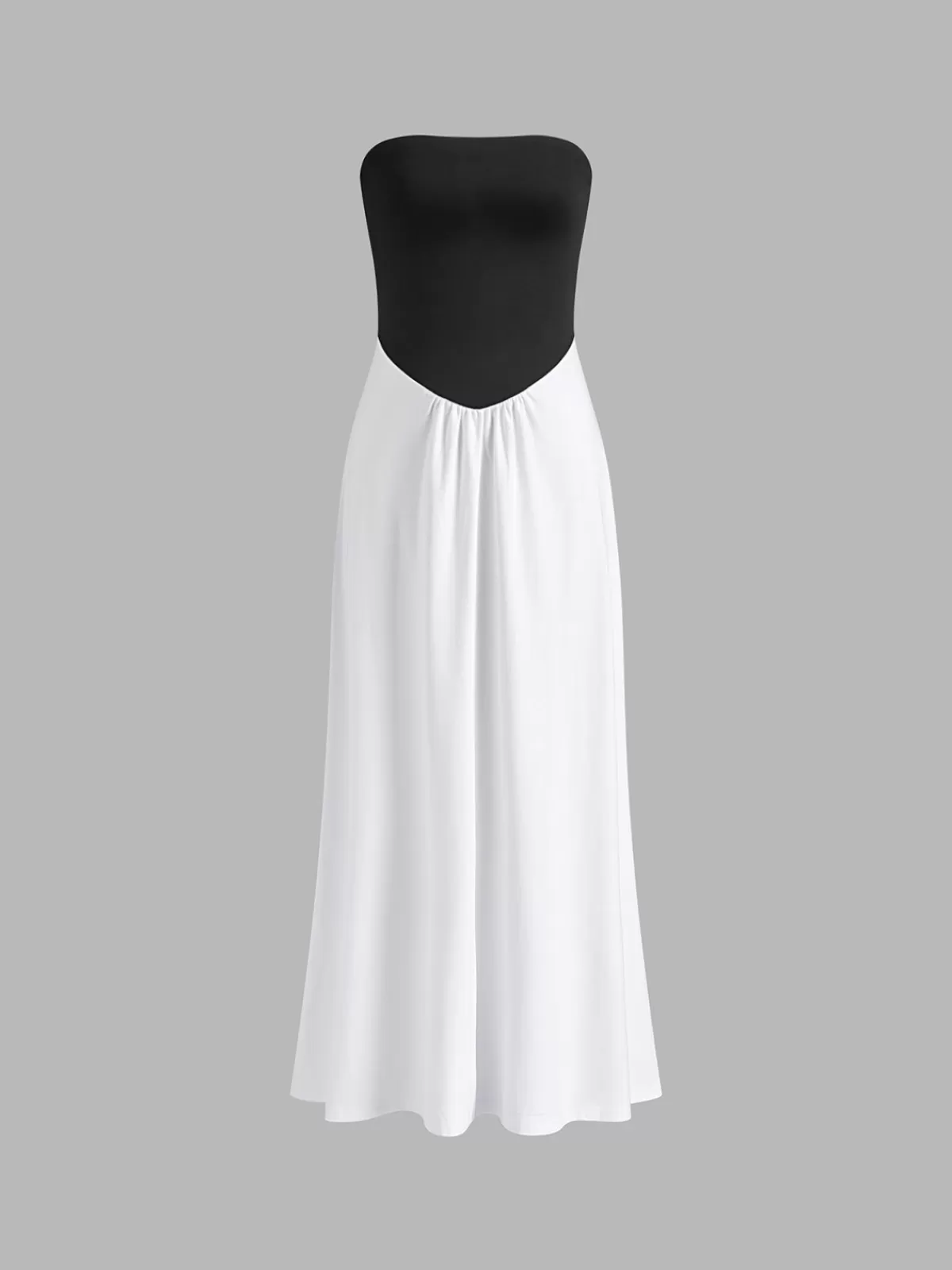 COMMENSE Two-Tone Backless Tube Long Dress BlackandWhite Cheap