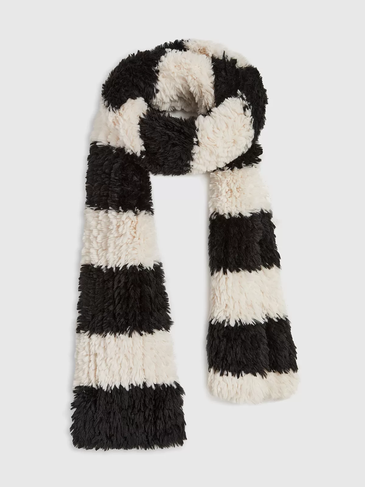 COMMENSE Two-Tone Fuzzy Scarf BlackandWhite Store