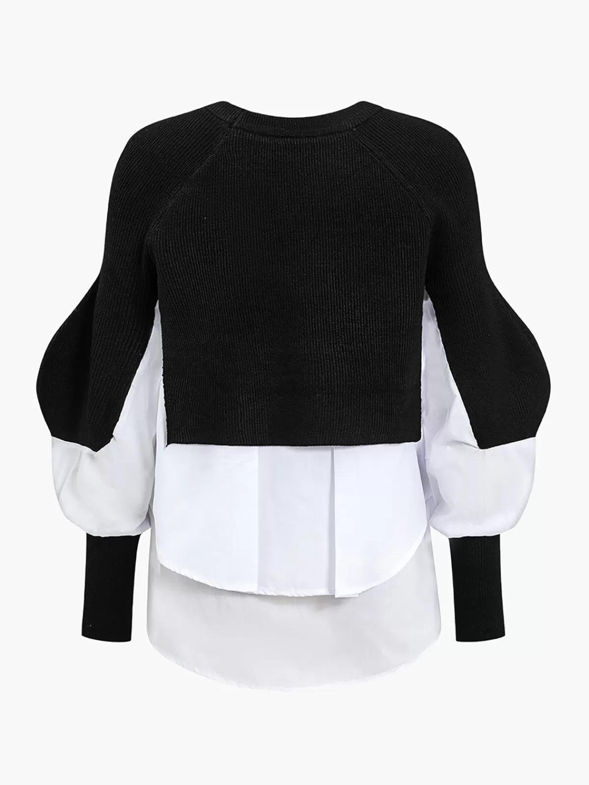 COMMENSE Two-Tone Panel Knit Top Black Clearance