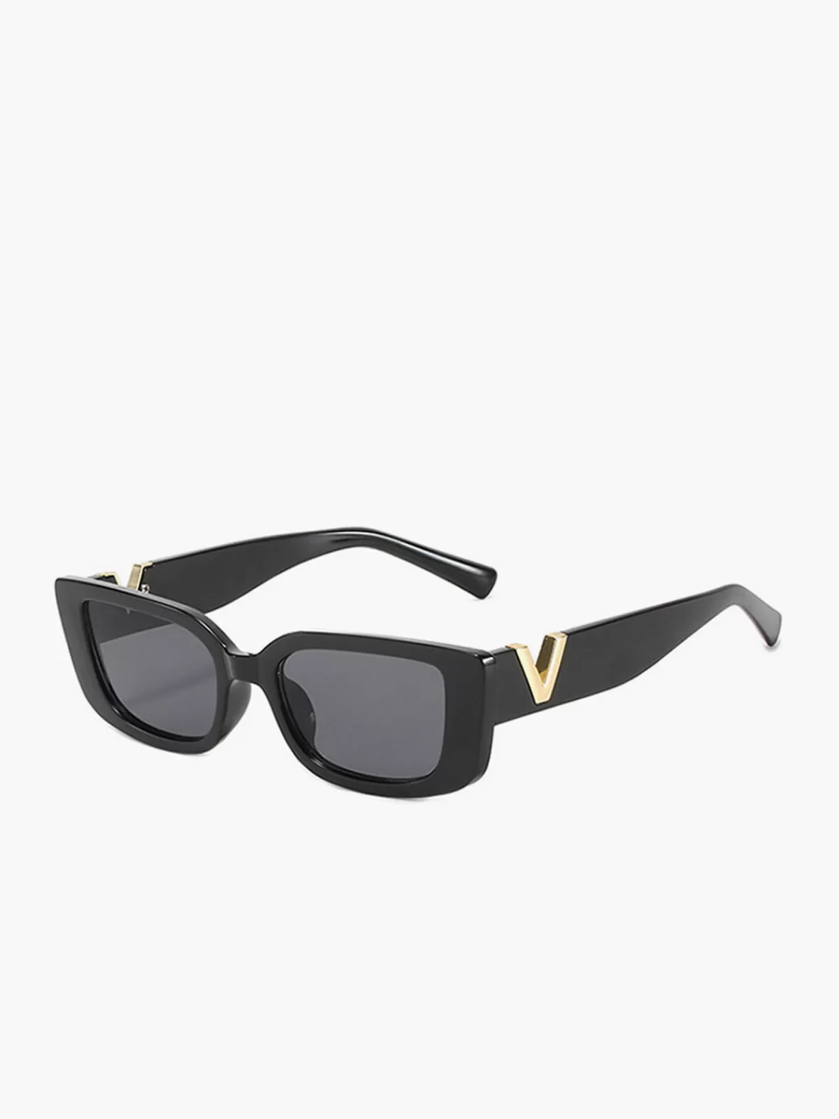 COMMENSE V-Detail Square Sunglasses Black Sale