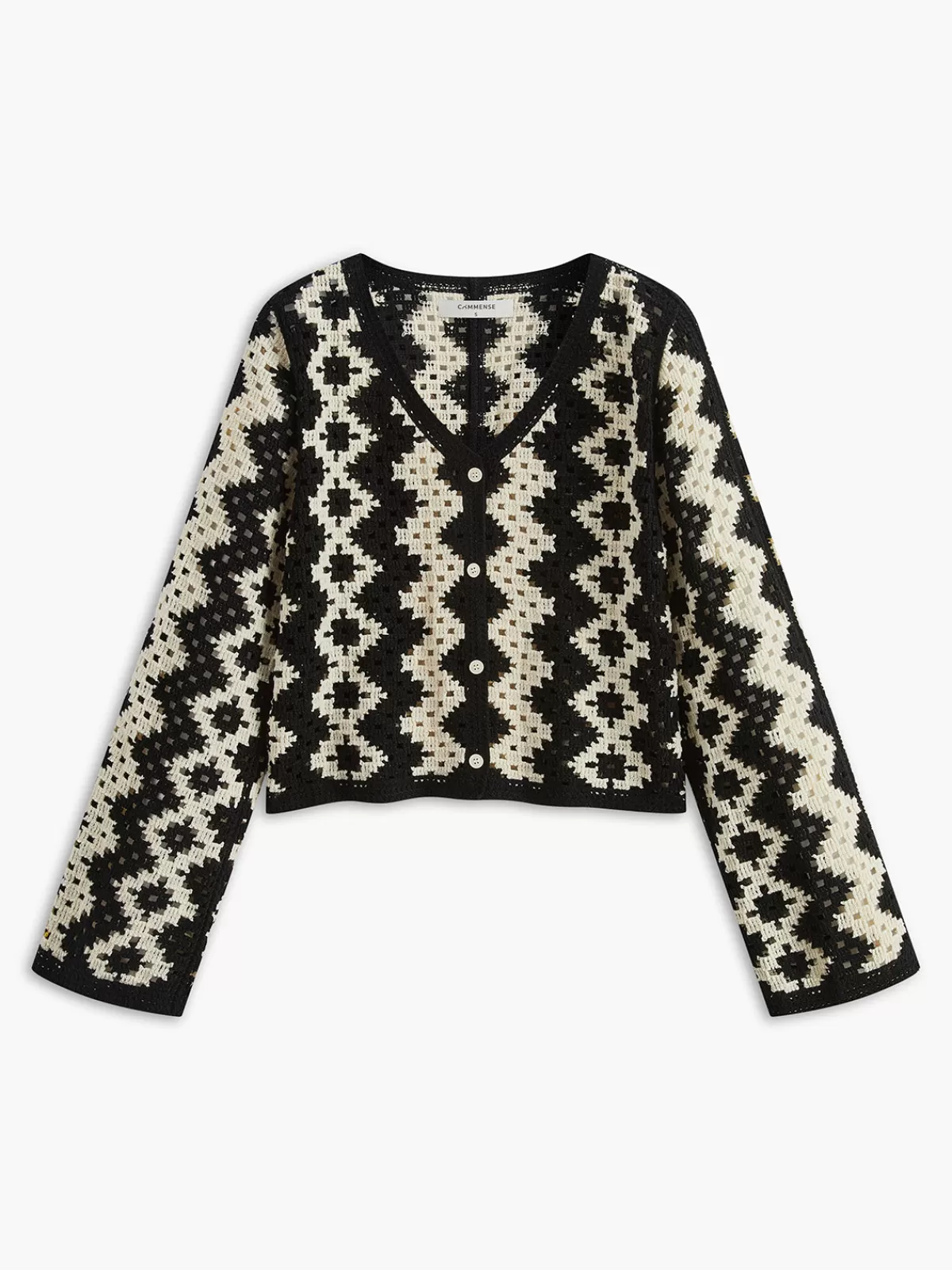 COMMENSE V-Neck Chevron Breasted Cardigan Black Best Sale